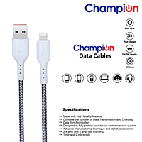 Champion iPhone 2.4 amp Braided Data Cable (White) Champion iPhone 2.4 amp Braided Data Cable (White)
