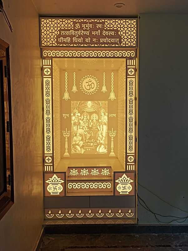 3D Corian Ram Darbaar Puja Mandir With Pillar | Full Corian