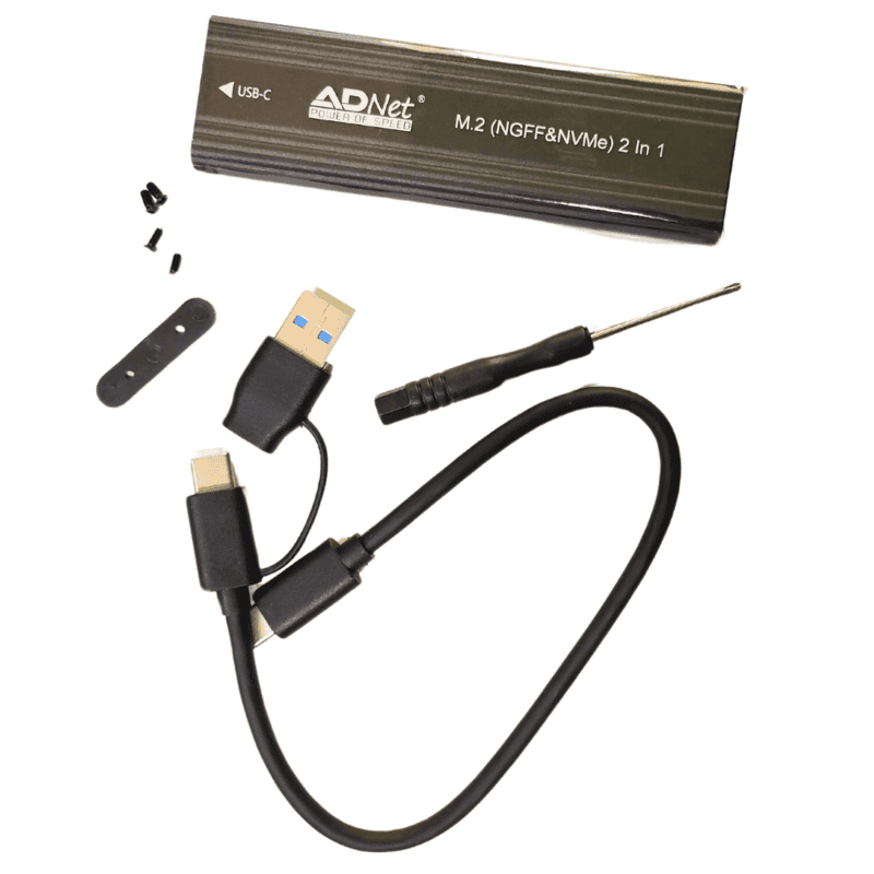 M.2 NVMe & M.2 SSD 2 in 1 Portable Enclosure with USB 3.1 Output Data Transfer rate upto 10 Gbps M.2 NVMe & M.2 SSD 2 in 1 Portable Enclosure with USB 3.1 Output Data Transfer rate upto 10 Gbps