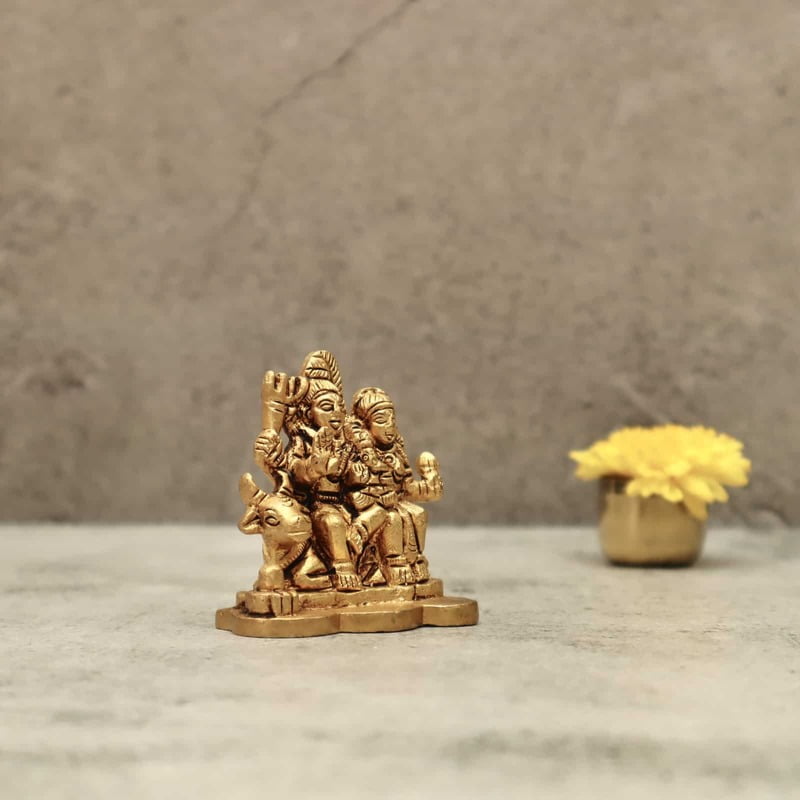 Brass Shiv Parvathi - 2.5 inch Height | Divine Brass Idol of Shiv Parvathi for Harmonious Blessings Brass Shiv Parvathi - 2.5 inch Height | Divine Brass Idol of Shiv Parvathi for Harmonious Blessings