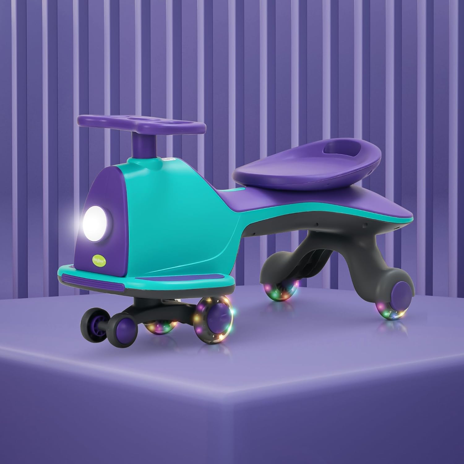 Baybee Nord Kids Magic Swing Car for Kids- Green/Violet