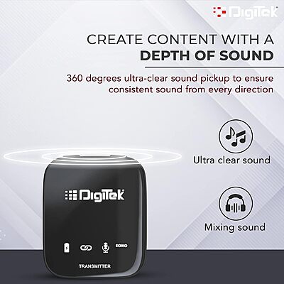 Digitek® (DWM 101 Wireless Microphone System with ANC Noise Reduction, 360° Sound Capture Digitek® (DWM 101 Wireless Microphone System with ANC Noise Reduction, 360° Sound Capture