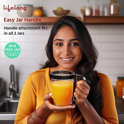 Lifelong Nutri Blender for Smoothies and Juices 100% Copper Motor- 1000 Watt with Detachable Handle 3 jars Mixer Grinder Lifelong Nutri Blender for Smoothies and Juices 100% Copper Motor- 1000 Watt with Detachable Handle 3 jars Mixer Grinder