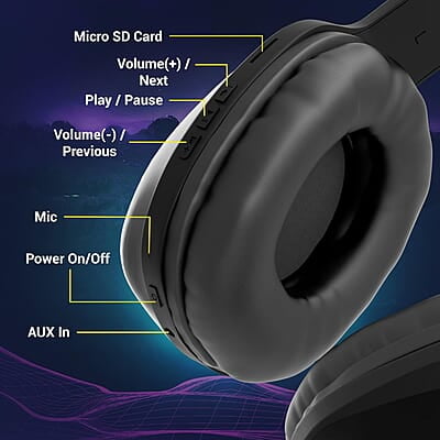ZEBRONICS Thunder PRO Over Ear Wireless Headphone with Dual Pairing, Gaming Mode, ENC, Bluetooth, Call Function, Aux, Micro SD, Voice Assistant, Deep Bass, Up to 60h Backup