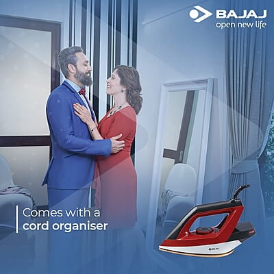 Bajaj Splendora 1100 Watts Dry Iron, Red & Black