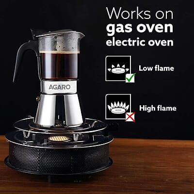 AGARO Imperial Moka Pot, Stovetop & Induction, Espresso Coffee, 240 Ml