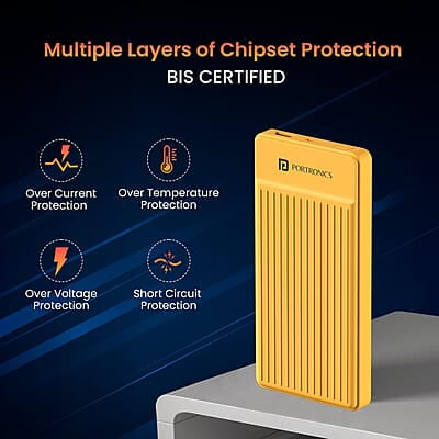Portronics Luxcell B12 10,000mAh Ultra Slim Power Bank 12W Output USB-A Output Port & Type C Input Port