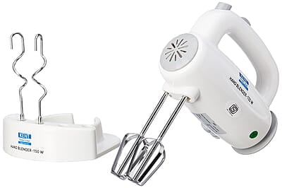 KENT 150W 16050, 5 Speed Control, Copper Motor, Multiple Beaters, Overheating Protection, Food Grade Plastic Body Hand Blender (White)