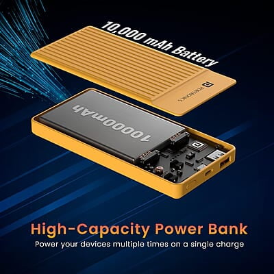 Portronics Luxcell B12 10,000mAh Ultra Slim Power Bank 12W Output USB-A Output Port & Type C Input Port
