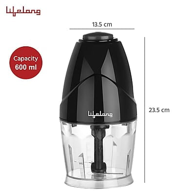 Lifelong LLEC921 300W Regalia Electric Chopper with 2 Attachments Mince, Puree, Whisk, Blend  Vegetable Chopper