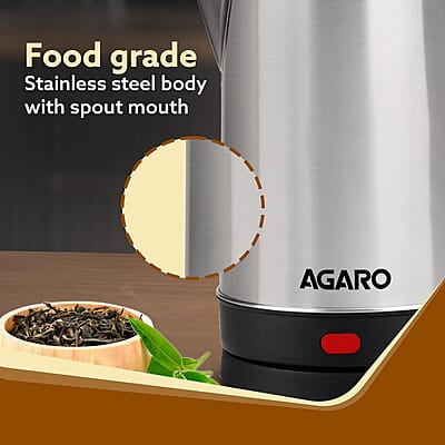 AGARO Sonnet Electric Kettle, 1.5L, 1500W, Stainless Steel Body, Quick Boil, Water Boiler, Hot Water Kettle AGARO Sonnet Electric Kettle, 1.5L, 1500W, Stainless Steel Body, Quick Boil, Water Boiler, Hot Water Kettle
