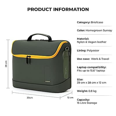 MOKOBARA The Transit Briefcase Vegan Leather & Nylon 15L Laptop Crossbody Messenger Bag for Men & Women
