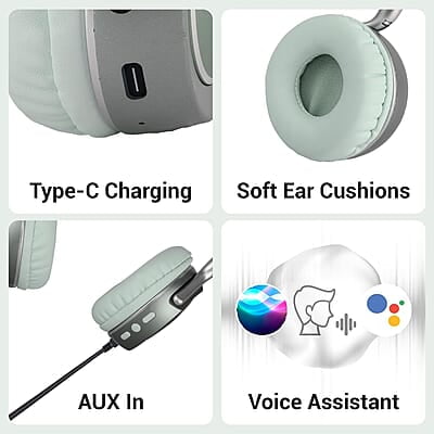 ZEBRONICS DUKE 2 Wireless Headphone, Supports Bluetooth, Dual Pairing, Deep Bass, up to 60h Battery Backup, AUX, Environmental Noise Cancellation, Gaming Mode, Now with Type C Charging