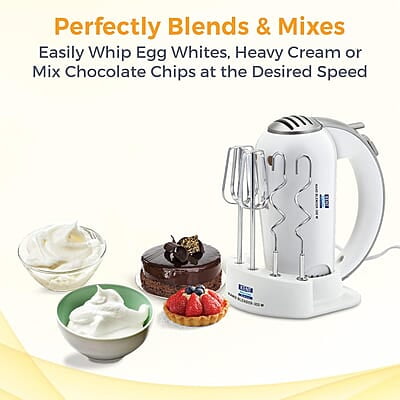 KENT 16051 Hand Blender 300 W | 5 Variable Speed Control | Multiple Beaters & Dough Hooks | Turbo Function, Plastic, 300 Watts