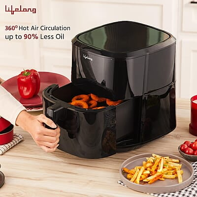 Lifelong 8L Digital Air Fryer for Home with Touch Panel & 8 Pre-Set Menus - 1500 W Electric Airfryer