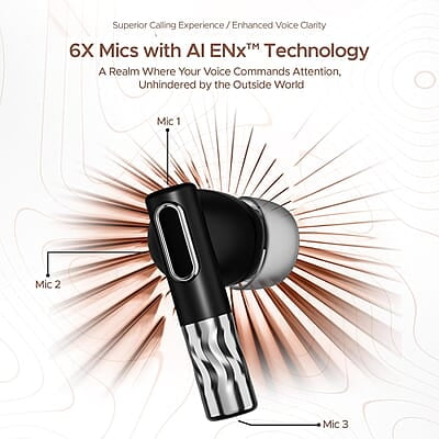 boAt Nirvana Zenith Truly Wireless in Ear Ear Buds w/Dolby Audio, 50dB ANC, Adaptive EQ Powered by Mimi, 6-Mic AI-ENx™, 50 Hrs. Playback & Hearables App Support