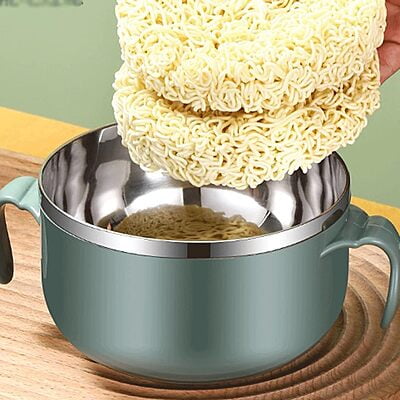 Noodle Bowl Stainless Steel with Phone stand (1000 ML) Noodle Bowl Stainless Steel with Phone stand (1000 ML)