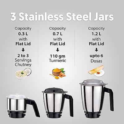 Preethi Peppy MG-245 mixer grinder, 750 watt, Black & Red, 3 jars, Vega W5 Motor with 5yr Warranty