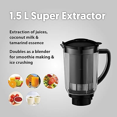 Preethi Crown Plus MG-258 Mixer Grinder, 600 Watt, White/Purple, 4 Jars - Super Extractor Juicer Jar Preethi Crown Plus MG-258 Mixer Grinder, 600 Watt, White/Purple, 4 Jars - Super Extractor Juicer Jar