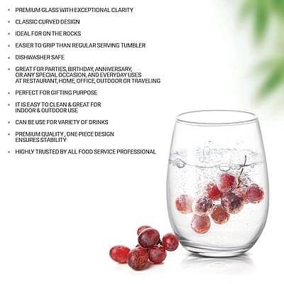 Treo by Milton Sphero Juice Tumbler, 6 Pieces Set, 270 ml Each, Transparent