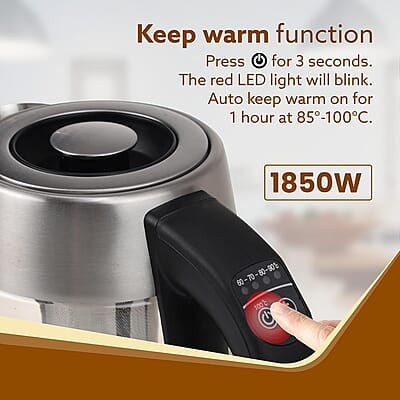 AGARO Supreme Electric Glass Kettle With Tea & Coffee Infuser, 1.7 liter, Borosilicate Glass Body 1850W
