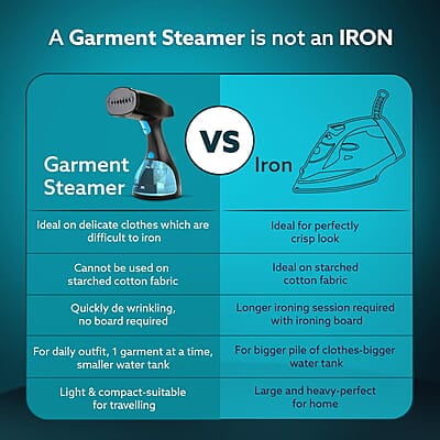 AGARO Signify Handheld Garment Steamer 1500W, 260 ML Water Tank AGARO Signify Handheld Garment Steamer 1500W, 260 ML Water Tank