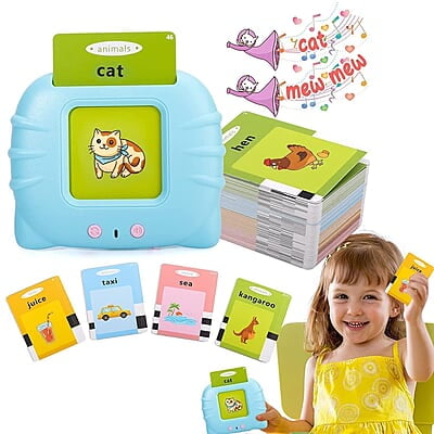 Flash Cards for Kids Talking English Words Flash Cards Preschool Electronic Reading Early Talking Flashcards Toy for Kids - 112 pcs Card
