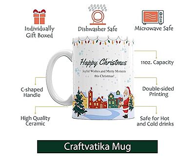 Merry Christmas Printed Coffee Mug | Best Gift for Friend, Family, Co-Worker Merry Christmas Printed Coffee Mug | Best Gift for Friend, Family, Co-Worker