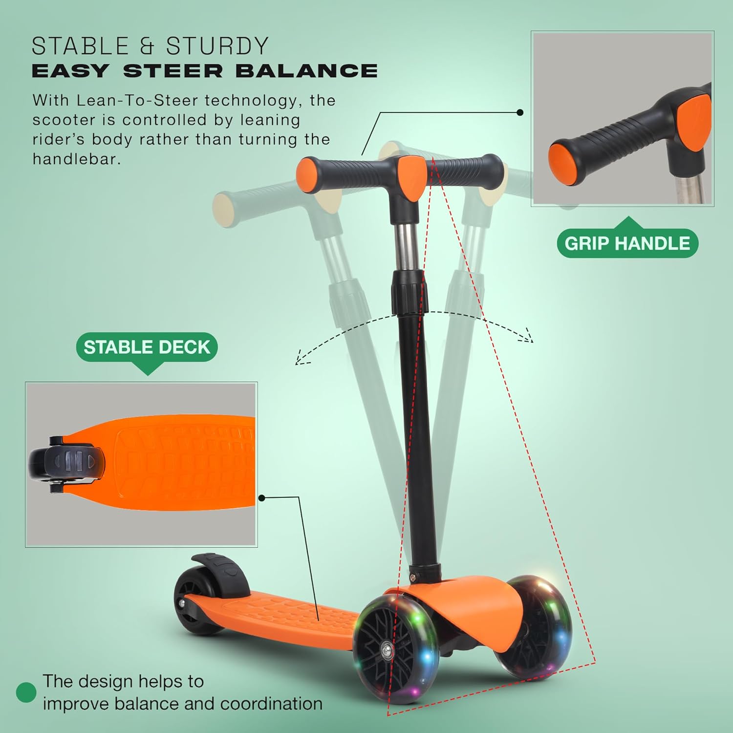 Baybee Zoomie Foldable Kick Scooter for Kids- Orange Baybee Zoomie Foldable Kick Scooter for Kids- Orange