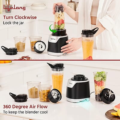 Lifelong 700 Watts Nutri Blender for Smoothie and Juices - 4 Bullet Jars 700 & 500ml - 100% Copper Motor