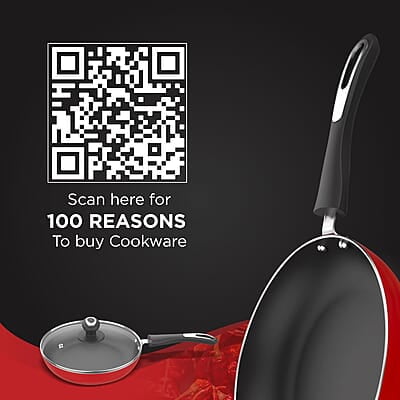 Preethi Dura Collection Non Stick Fry Pan, 24 cm, with Glass Lid, Gas & Induction Compatible