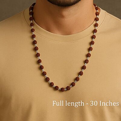 925 Sterling Silver Rudraksha Mala Panch Mukhi 5 Mukhi Five Face 54 Beads 925 Sterling Silver Rudraksha Mala Panch Mukhi 5 Mukhi Five Face 54 Beads