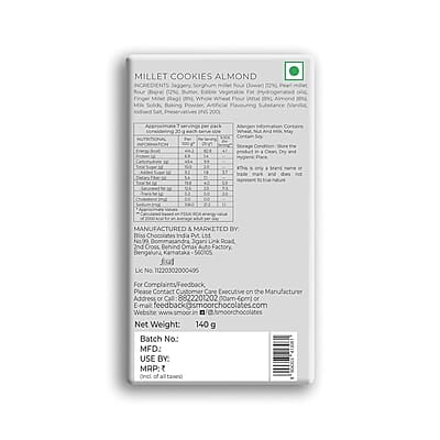 SMOOR Premium Almond Millet Cookies Crunchy & Sweet Gourmet Cookie Biscuits 150g