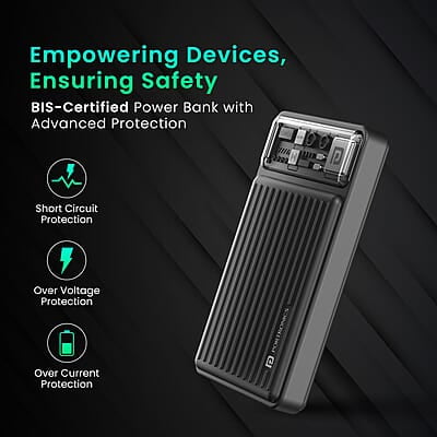 Portronics Luxcell Wireless Mini 10k 10000mAh 15W Magnetic Wireless Fast Charging Smallest Power Bank with 22.5 Wired Output