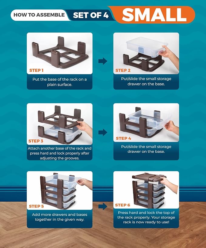 Signora ware Multipurpose Modular Drawer Small 4 Tier 6.5 Each Drawer