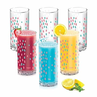 Treo by Milton D Ziner Torrent Glass Set of 6, 316 ml, Rainbow Sprinkles Treo by Milton D Ziner Torrent Glass Set of 6, 316 ml, Rainbow Sprinkles