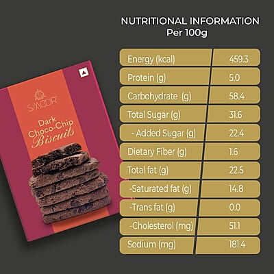 SMOOR Premium Dark Chocochip Cookies Crunchy & Sweet Gourmet Cookie Biscuits 200g