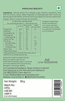 SMOOR Premium Pistachio Biscotti Crunchy & Sweet Gourmet Cookie Biscuits  3x50gm(Pack of 3)