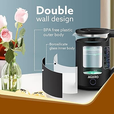 AGARO Galaxy Electric Kettle with Keep Warm Function, BPA Free PP Plastic & Glass body AGARO Galaxy Electric Kettle with Keep Warm Function, BPA Free PP Plastic & Glass body