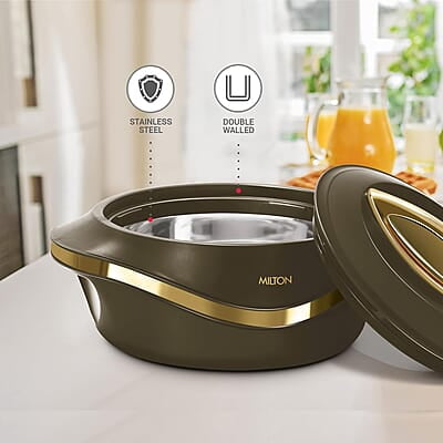 MILTON Pearl 1000 Inner Stainless Steel Casserole, 860 ml, Dark Brown