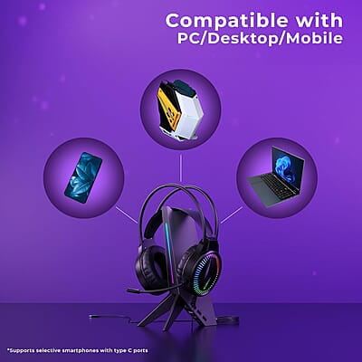 ZEBRONICS New Launch Blitz C Dolby Atmos Gaming Over Ear Headphone, 50Mm Neodymium Drivers, Padded Headband, Lightweight & Comfortable, RGB Lights, Flexible Mic, Type-C Connector, ZEBRONICS New Launch Blitz C Dolby Atmos Gaming Over Ear Headphone, 50Mm Neodymium Drivers, Padded Headband, Lightweight & Comfortable, RGB Lights, Flexible Mic, Type-C Connector,
