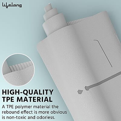 Lifelong Yoga Mat For Women & Men Tpe Material 6Mm Anti-Slip Yoga Mat With Bag For Gym Workout Lifelong Yoga Mat For Women & Men Tpe Material 6Mm Anti-Slip Yoga Mat With Bag For Gym Workout