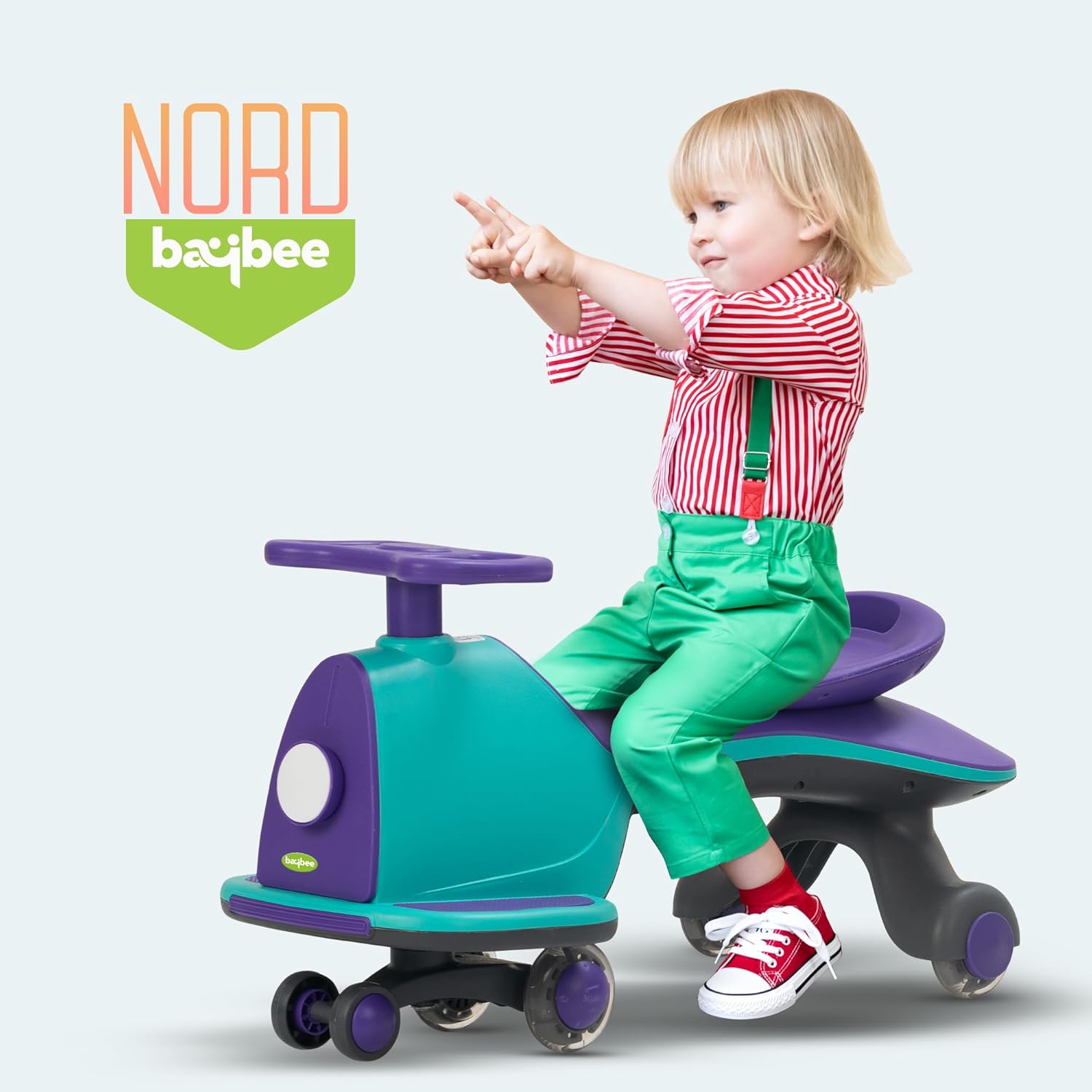 Baybee Nord Kids Magic Swing Car for Kids- Green/Violet