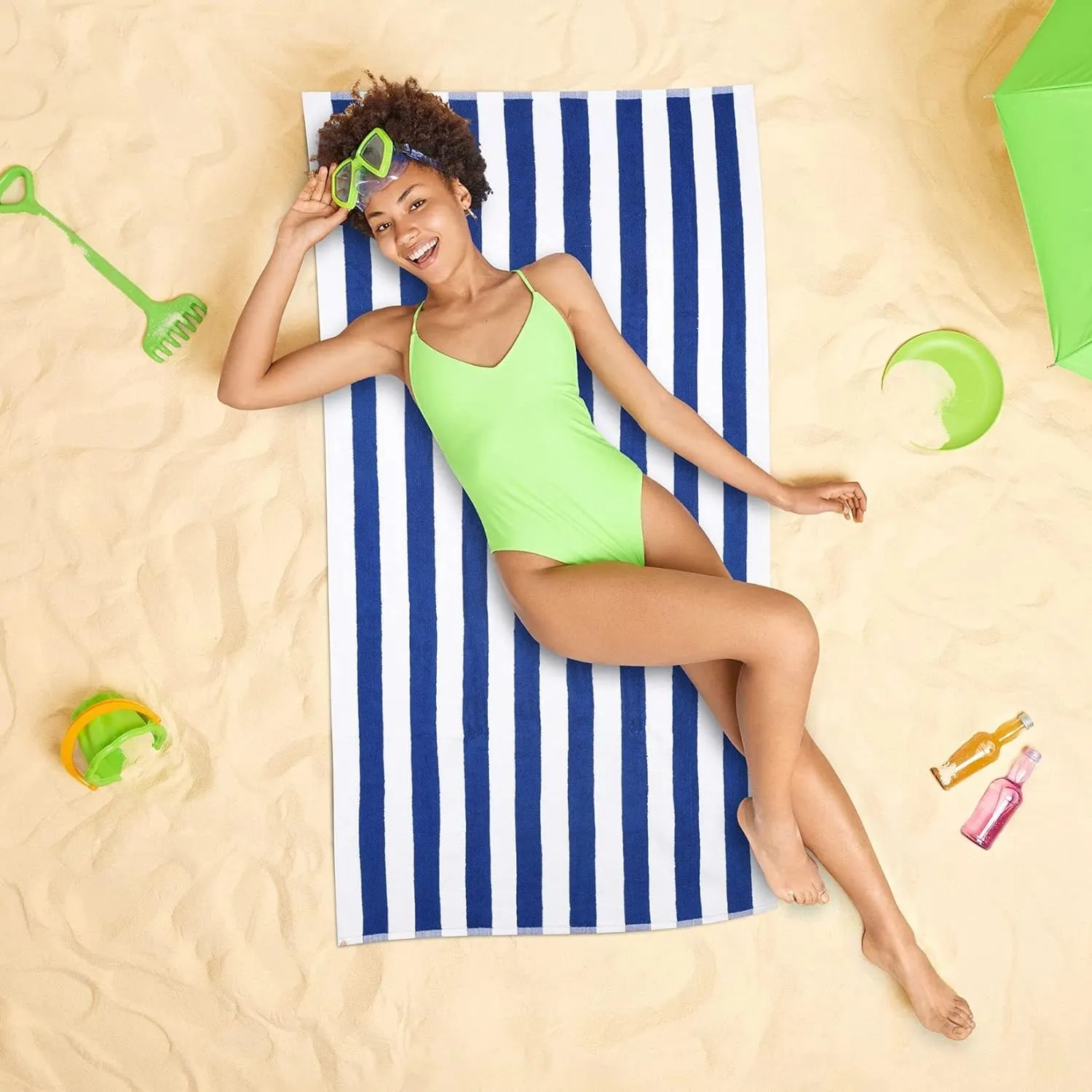 Sofrito Oversized Towels / Bath Sheets / Pool Cabana Blue - Stripe Sofrito Oversized Towels / Bath Sheets / Pool Cabana Blue - Stripe