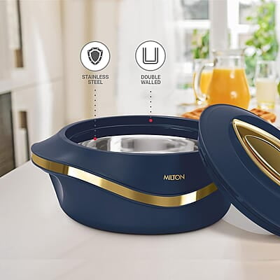 MILTON Pearl 1000 Inner Stainless Steel Casserole, 860 ml, Blue