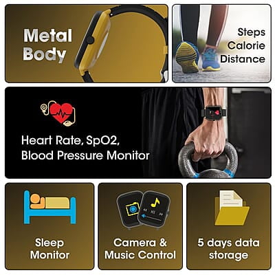 ZEBRONICS DC Black ADAM Edition DRIP Smartwatch with Bluetooth 5.1 Calling, 1.69" Display Size, Voice Assistance, 11 Built-in + Customizable Watch Faces, 8 Menu UI, IP67 and 100+ Sports Tracker