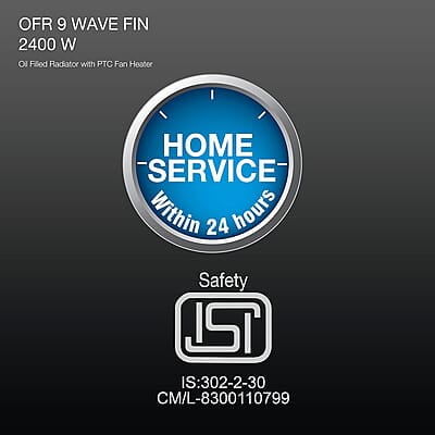 Havells OFR 9 Wave Fin with PTC 2400 Watts Fan Heater