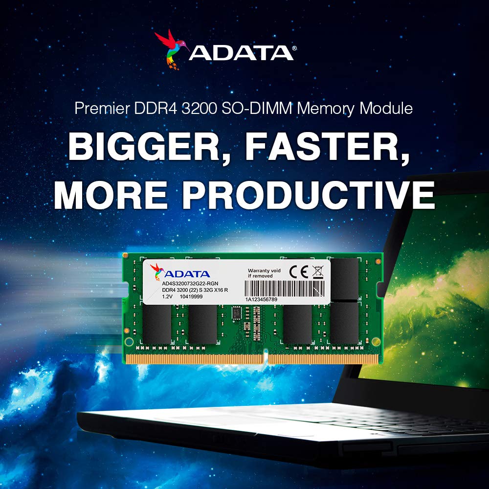 ADATA Premier (SO-DIMM) DDR4 Laptop Memory, Single RAM Module, Supports Intel & AMD CPUs, XMP Profile Support, Fast Data Transfer, Enhanced Efficiency, Without Heat Sink ADATA Premier (SO-DIMM) DDR4 Laptop Memory, Single RAM Module, Supports Intel & AMD CPUs, XMP Profile Support, Fast Data Transfer, Enhanced Efficiency, Without Heat Sink