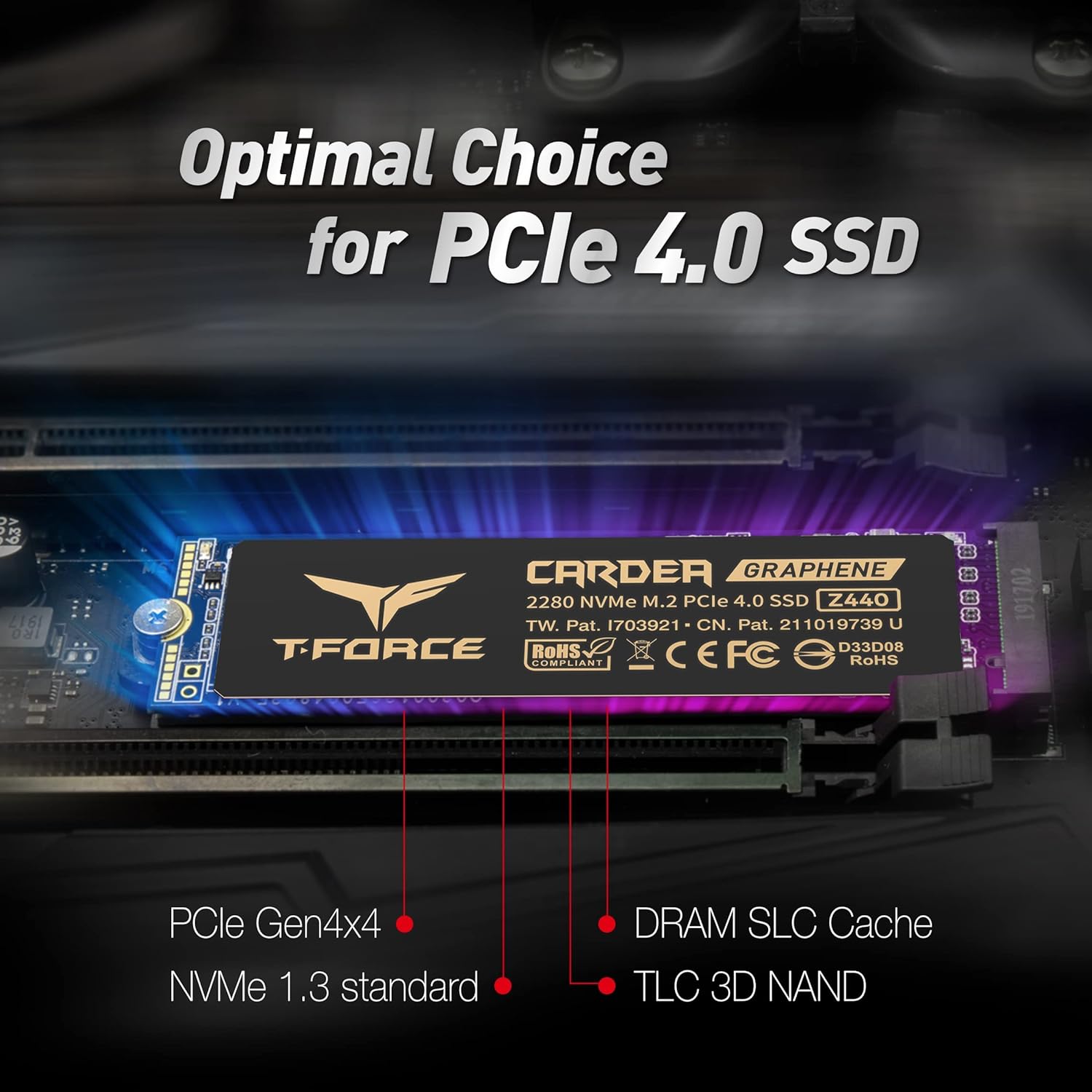 TeamGroup T-Force Cardea Zero Z440 Nvme M.2 2280 Pcie Gen 4 Gaming SSD, 3D NAND TLC, DRAM Cache, Graphene Heatsink, Internal Solid State Drive, Speed Upto 5000/4400MB/s, High Performance Storage TeamGroup T-Force Cardea Zero Z440 Nvme M.2 2280 Pcie Gen 4 Gaming SSD, 3D NAND TLC, DRAM Cache, Graphene Heatsink, Internal Solid State Drive, Speed Upto 5000/4400MB/s, High Performance Storage