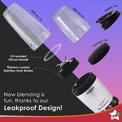 Wonderchef Nutri-Blend Thunder, 22000 RPM Mixer-Grinder, Blender, Stainless Steel 6-Blade 1000W